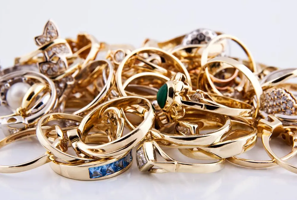 Assorted gold jewelry pieces.